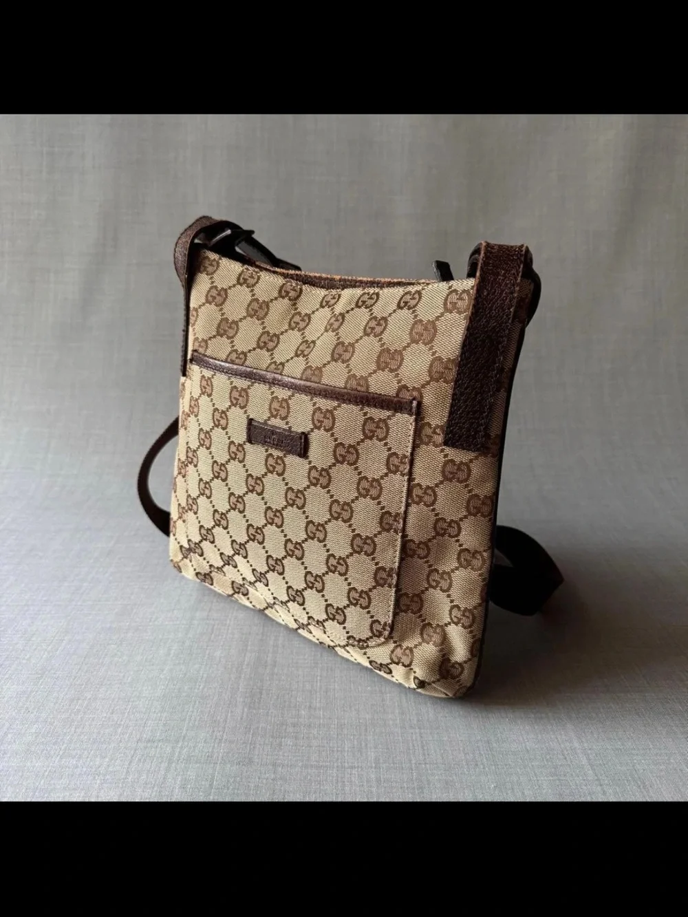 Gucci Brown/Tan Monogram Messenger Bag